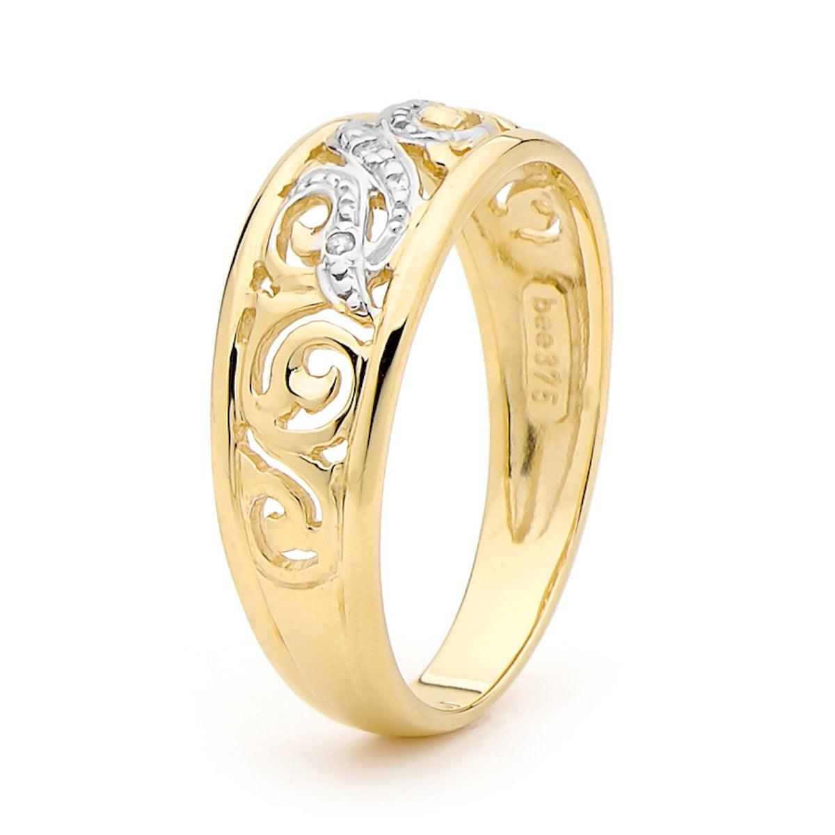 Love Diamond Ring with Celtic Carving