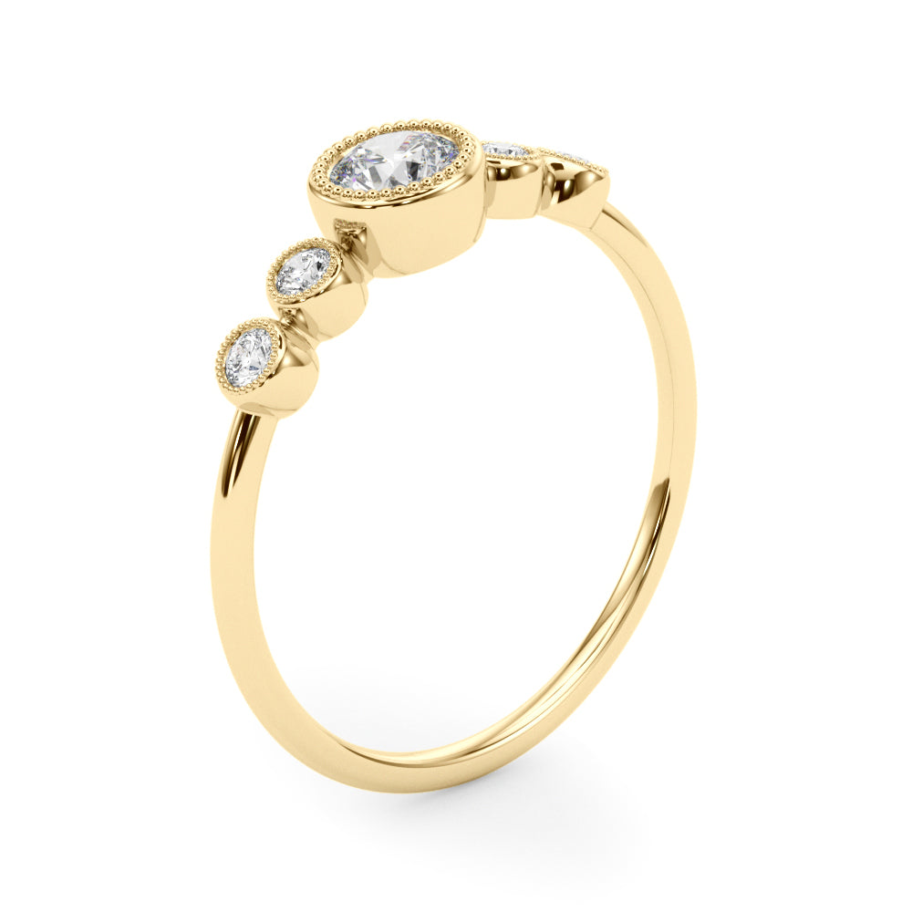Lab Grown Diamond 5 Stone Fashion Ring With Round Center
