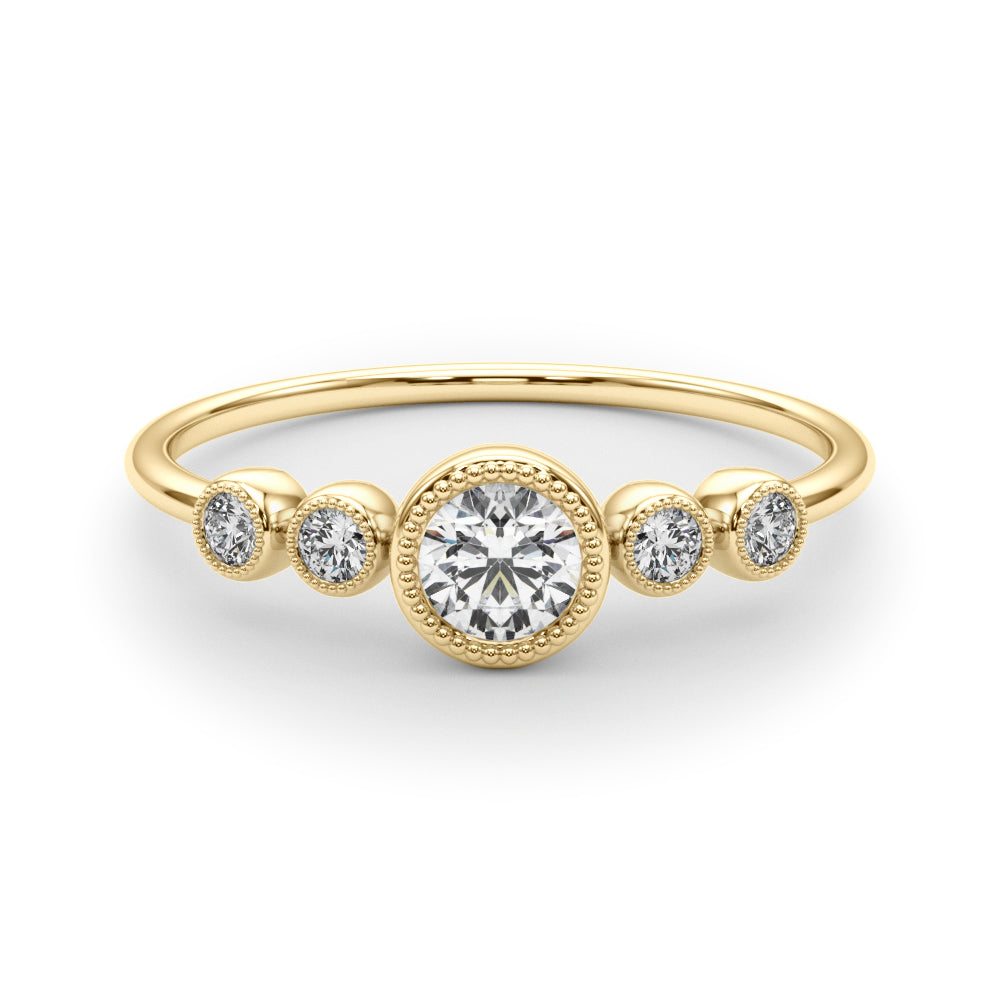 Lab Grown Diamond 5 Stone Fashion Ring With Round Center
