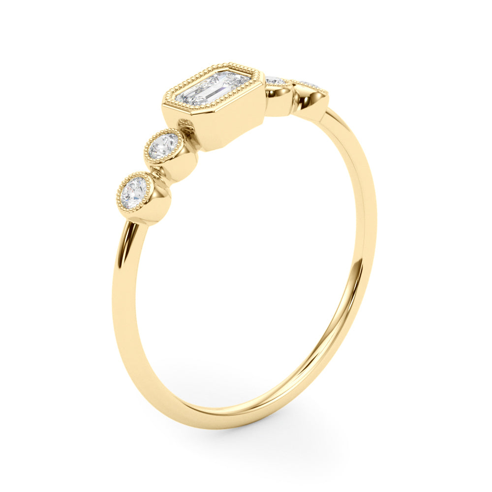 Lab Grown Diamond 5 Stone Fashion Ring With Emerald Cut Center