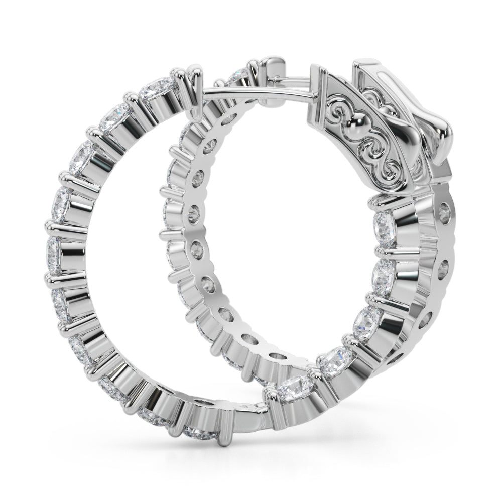 Lab Grown Diamond 1 Inch 2 Prong Round Hoop