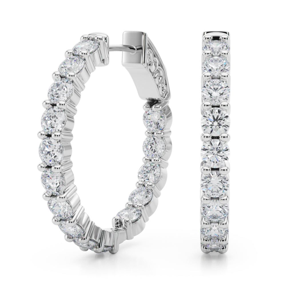 Lab Grown Diamond 1 Inch 2 Prong Round Hoop