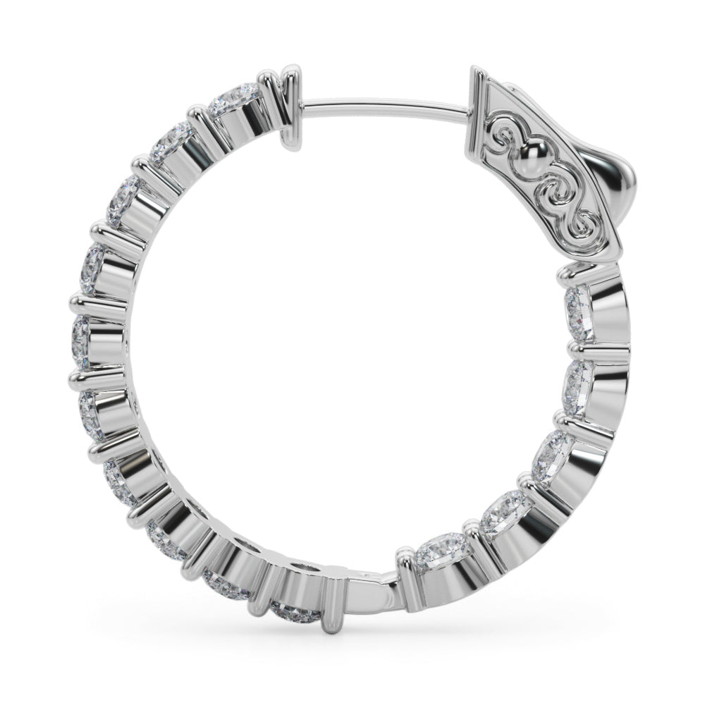 Lab Grown Diamond 1 Inch 2 Prong Round Hoop
