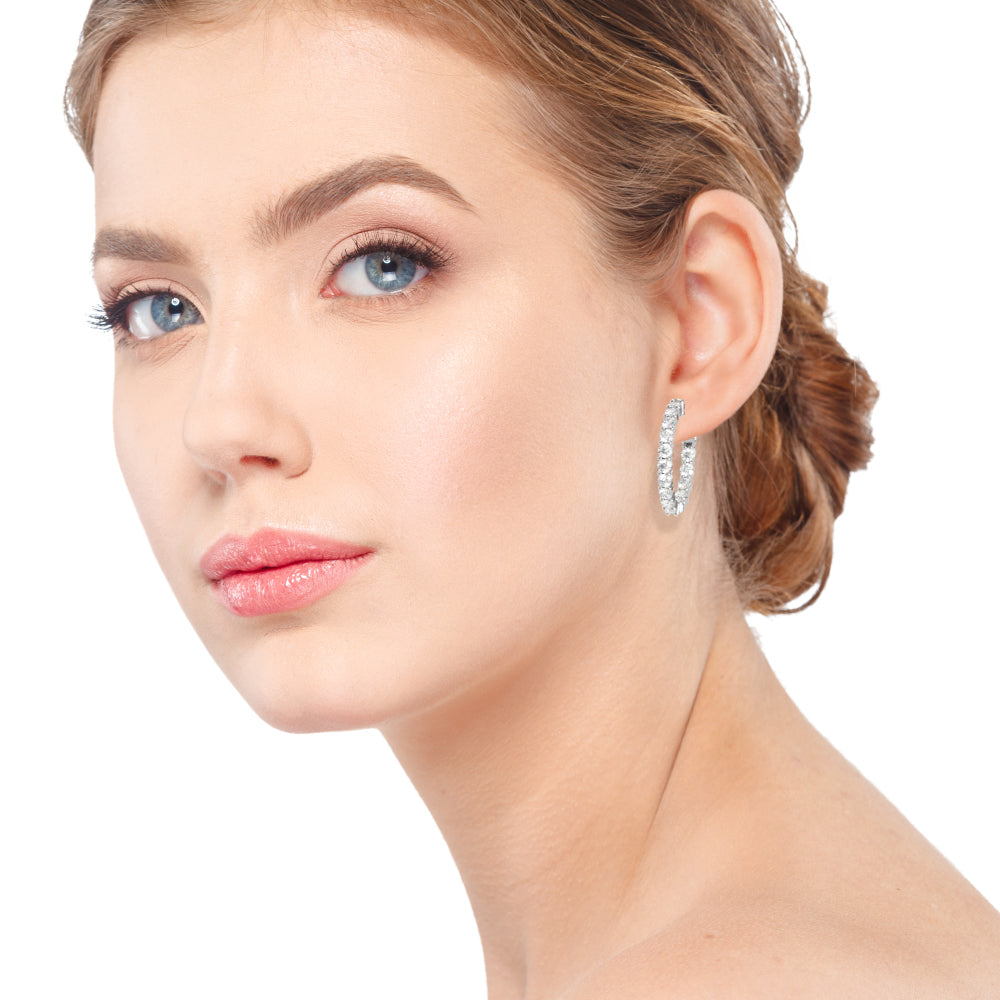 Lab Grown Diamond 1 Inch 2 Prong Round Hoop