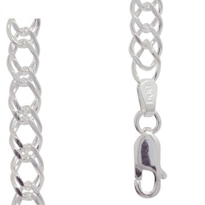 Silver Necklace Double Curb Link - 45 cm