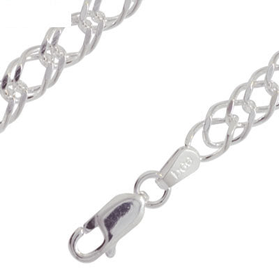 Silver Necklace Double Curb Link - 50 cm