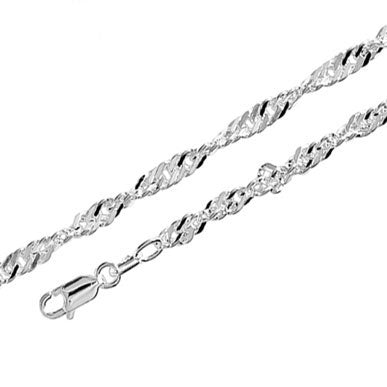Silver Singapore Link Necklace - 40 cm