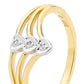 Gold Ring with 3 Hearts and Diamond