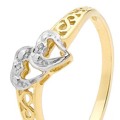 Double Heart Ring with Diamonds