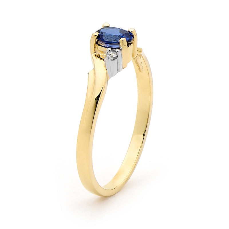 Created Ceylon Sapphire and Diamond Ring