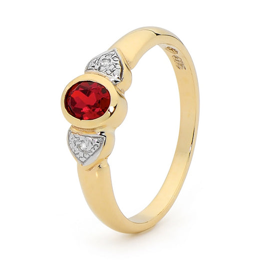 Created Ruby and Diamond Bezel Ring