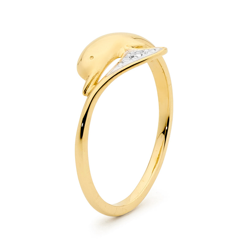 Playful Dolphin Ring with Diamond