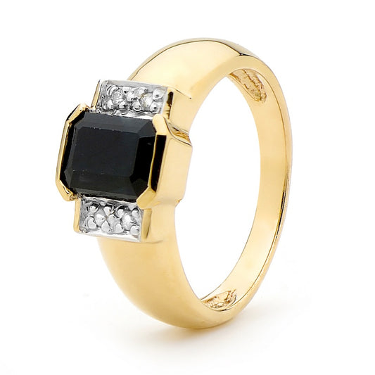 Octagonal Sapphire Dress Ring with Diamonds