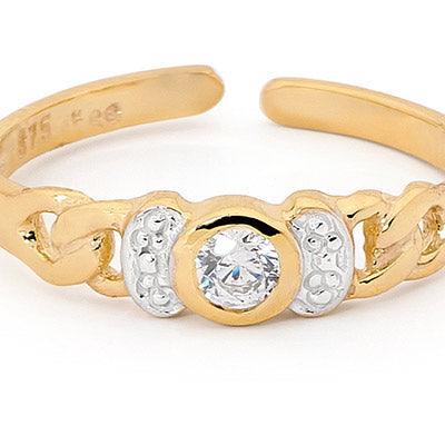 Gold toe ring with Cubic Zirconia