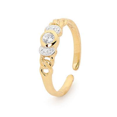 Gold toe ring with Cubic Zirconia