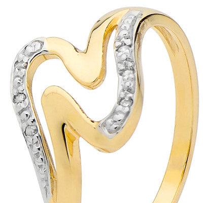 Double Wave Ring in Gold with Diamond