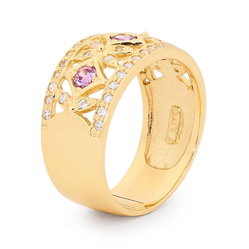 Amethyst and CZ Right Hand Ring