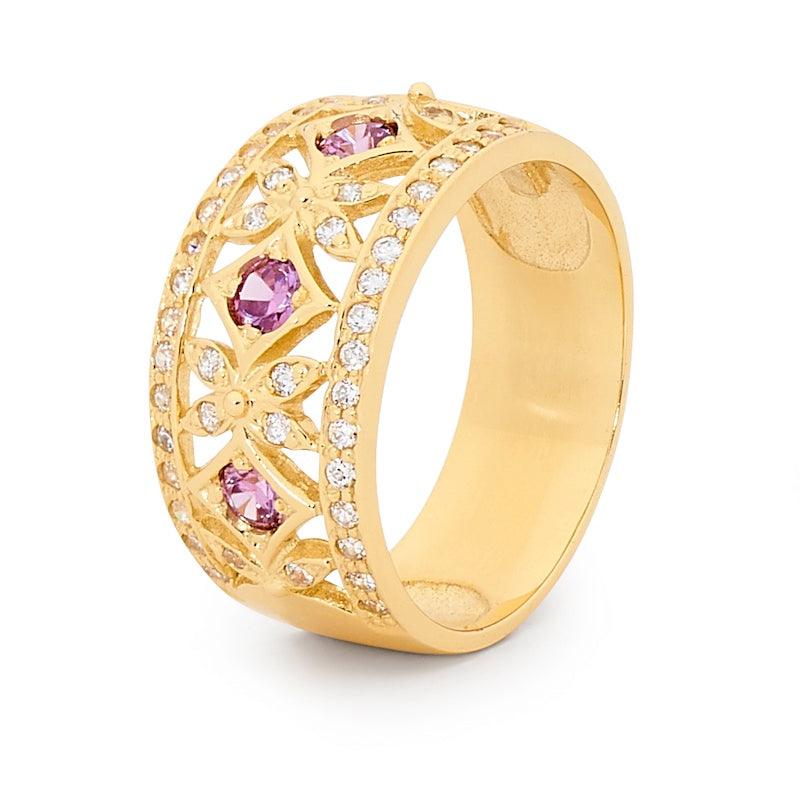 Amethyst and CZ Right Hand Ring