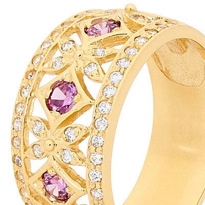 Amethyst and CZ Right Hand Ring