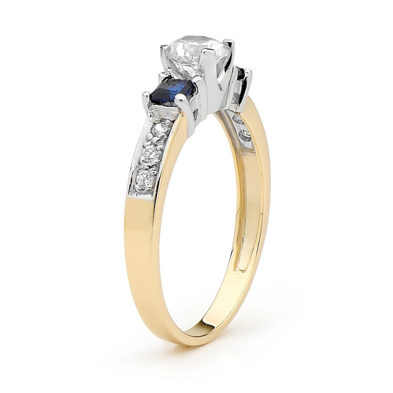 Cubic Zirconia Ring with Created Sapphire