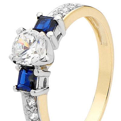 Cubic Zirconia Ring with Created Sapphire