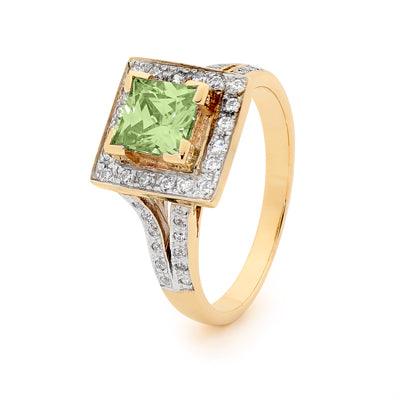 Aqua Green Cubic Zirconia Ring