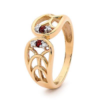 Garnet Dress Ring with Diamonds