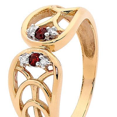 Garnet Dress Ring with Diamonds