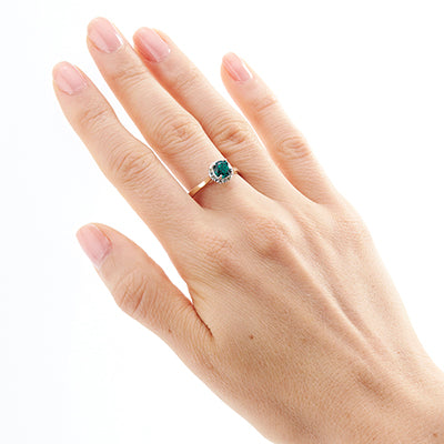 Created Emerald Bridal Ring with Diamonds