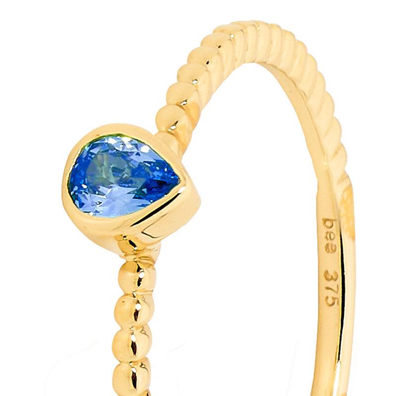 Tanzanite Blue Teardrop Ring - Micro Gems