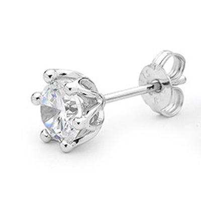 Cubic Zirconia Stud Earrings 6 mm