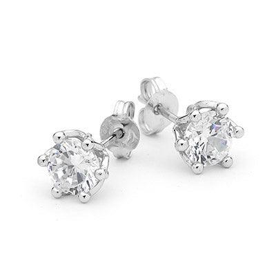 Cubic Zirconia Stud Earrings 6 mm