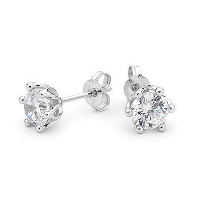 Cubic Zirconia Stud Earrings 6 mm