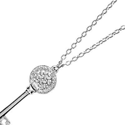 Silver Key Pendant with Zirconia "Heart Opener"
