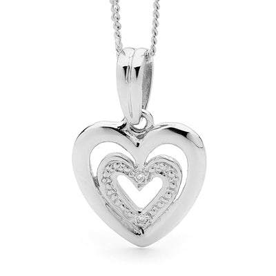 Silver Heart Pendant with CZ