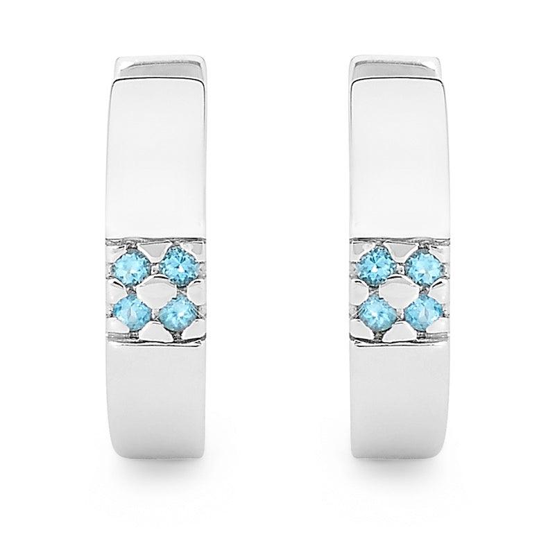 Silver Huggies with Blue Topaz