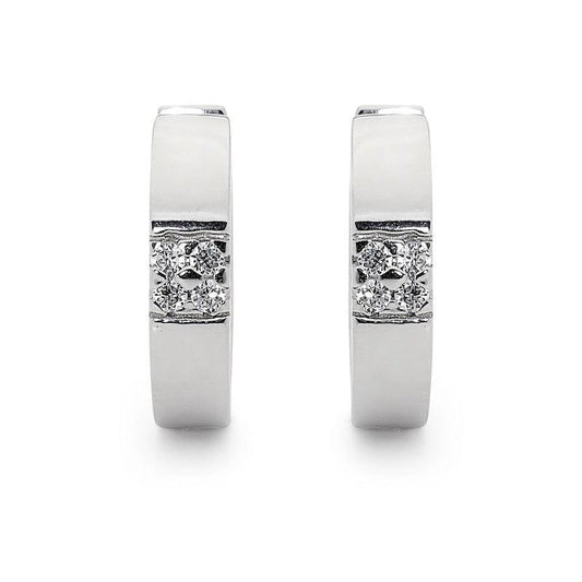 Silver Huggie Earrings with a Touch of Glitter