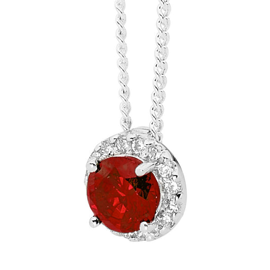 Silver Pendant with Garnet and CZ