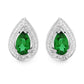 Silver stud earrings with Created Emerald