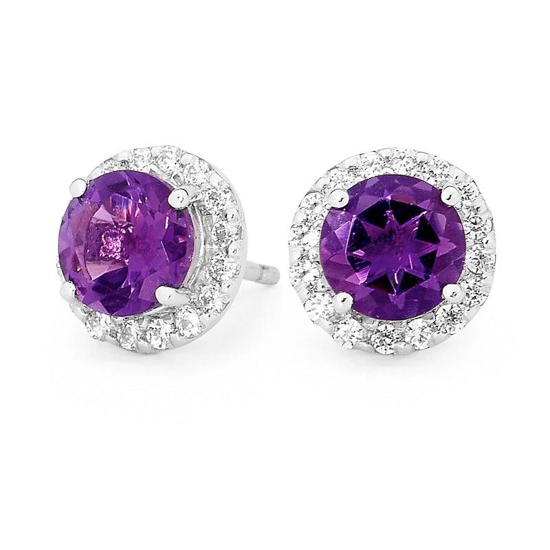 Amethyst and Zirconia Dress Earrings
