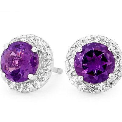 Amethyst and Zirconia Dress Earrings