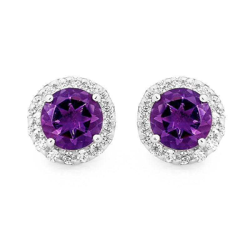 Amethyst and Zirconia Dress Earrings