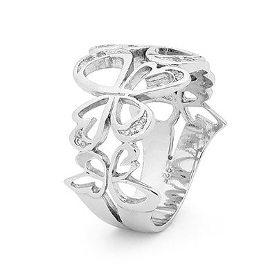 Silver Angel Ring with Cubic Zirconia