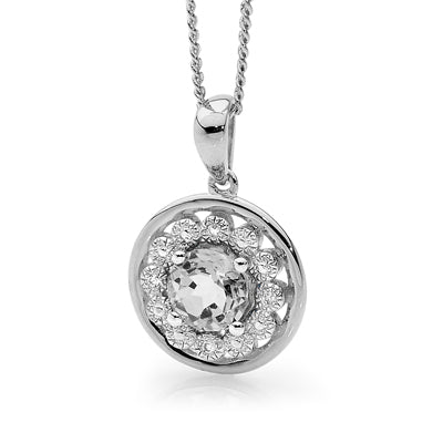 Sterling Silver CZ Halo Cluster Pendant