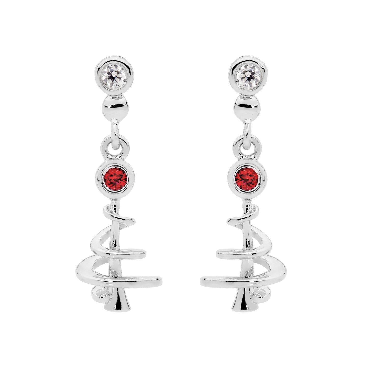 Christmas Tree Earrings with Created Ruby and CZ