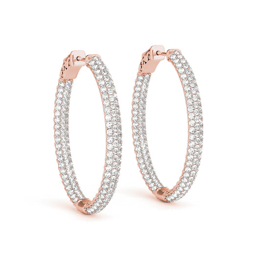 1.5 Inch 3 Row Pave Oval Hoop