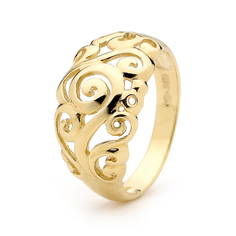 Gold Fashion Ring "Swirls"