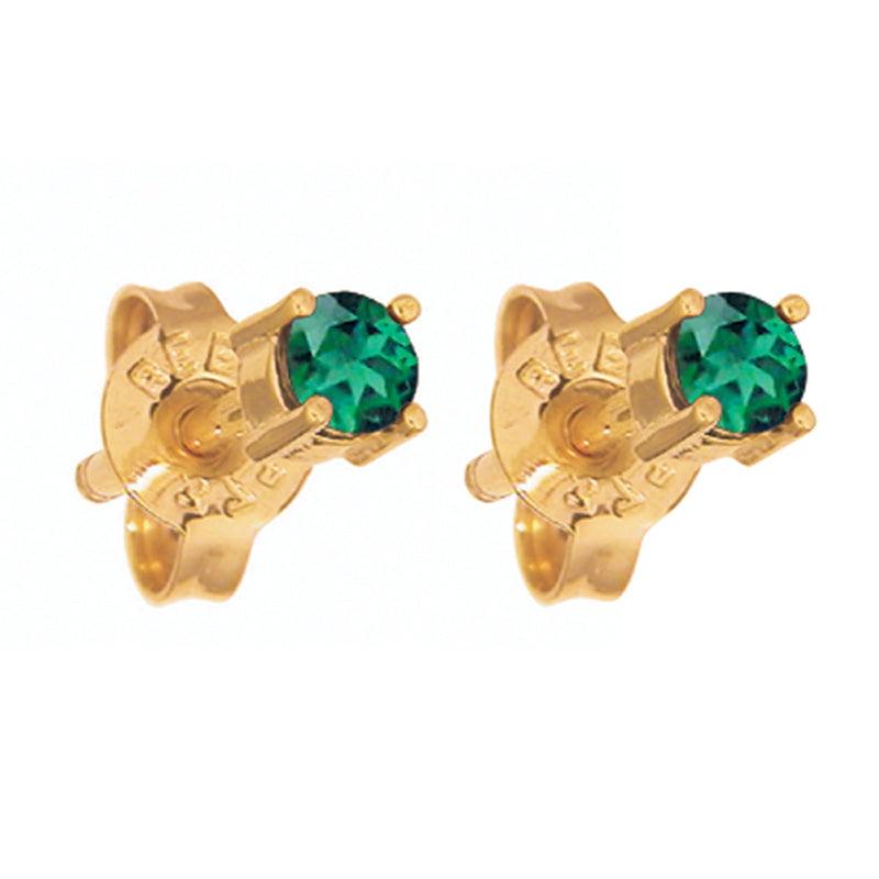 Round Emerald Studs