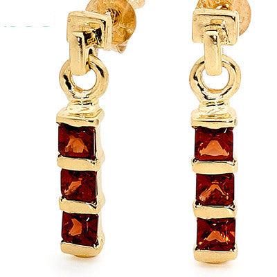 Oblong Garnet Drop Stud Earrings