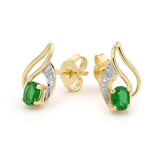 Created Emerald and Diamond Earrings